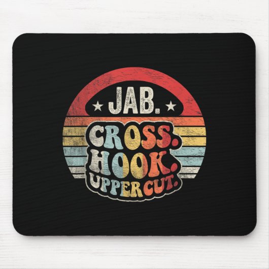 Jab Cross Hook Uppercut Boxen Retro Vintage Mousepad (Vorne)