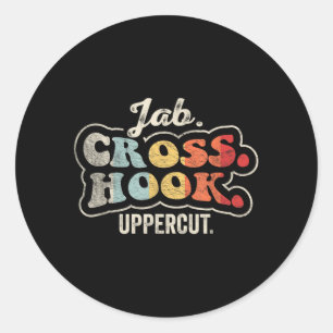 Jab Cross Hook Uppercut Boxen Retro Vintage Runder Aufkleber
