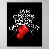Jab Cross Hook Uppercut Boxer Funny Boxing Trainer Poster (Vorne)