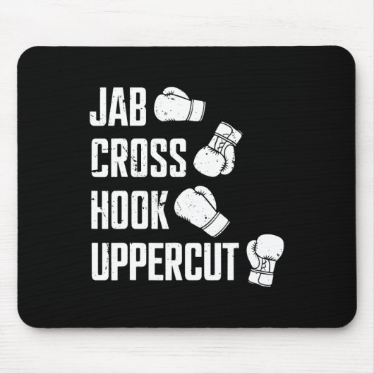 Jab Cross Hook Uppercut Boxer Workout Kickboxen  Mousepad (Vorne)