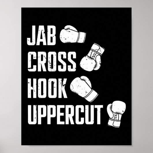 Jab Cross Hook Uppercut Boxer Workout Kickboxing Poster (Vorne)