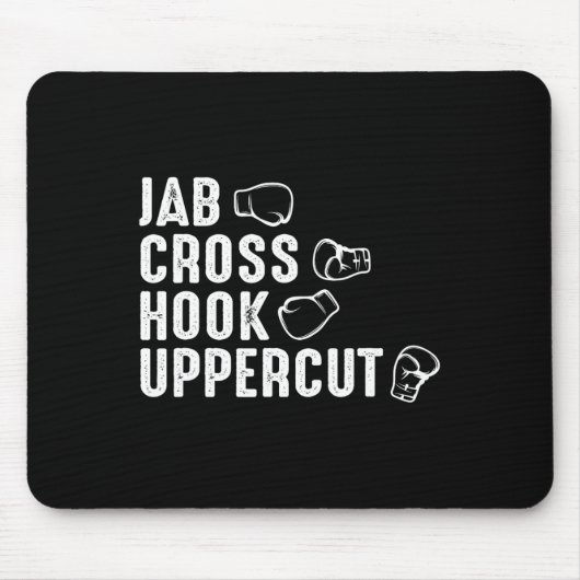 Jab Cross Hook Uppercut Boxhandschuhe Boxer Mousepad (Vorne)