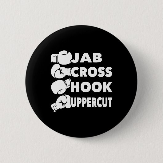 Jab Cross Hook Uppercut - Boxing Lover Gym Boxer K Button (Vorderseite)