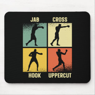 Jab Cross Hook Uppercut - Boxing Moves Graphic Gri Mousepad
