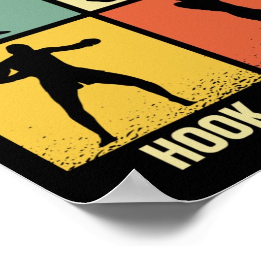 Jab Cross Hook Uppercut - Boxing Moves Graphic Gri Poster (Ecke)