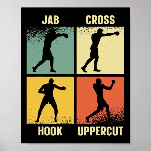 Jab Cross Hook Uppercut - Boxing Moves Graphic Gri Poster (Vorne)