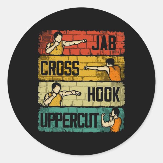 Jab Cross Hook Uppercut Boxing Runder Aufkleber (Vorderseite)