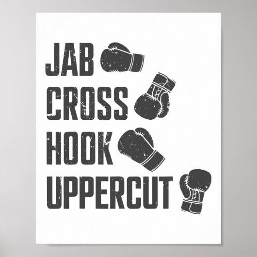 Jab Cross Hook Uppercut Funny Boxing Trainer Poster (Vorne)