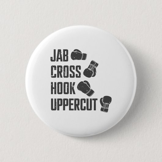 Jab Cross Hook Uppercut Lustiger Boxcoach Training Button (Vorderseite)