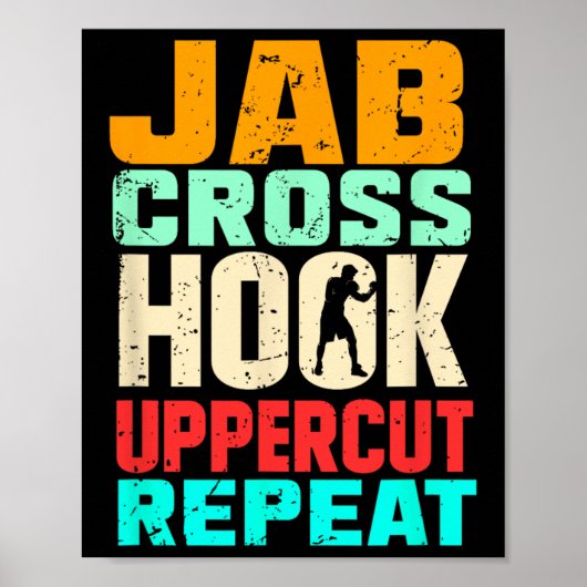 Jab Cross Hook Uppercut Repeat Retro Kickboxing Mm Poster (Vorne)