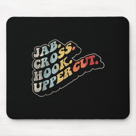 Jab Cross Hook Uppercut Retro-Boxkampf Kampfsport Mousepad (Vorne)