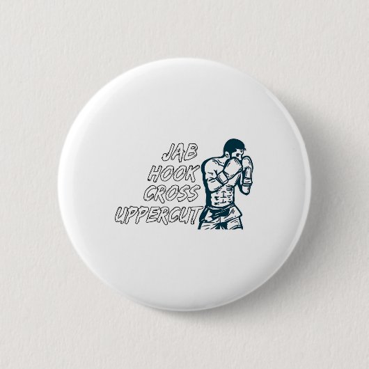 Jab Hook Cross Uppercut Boxing für Boxer Men Boys Button (Vorderseite)