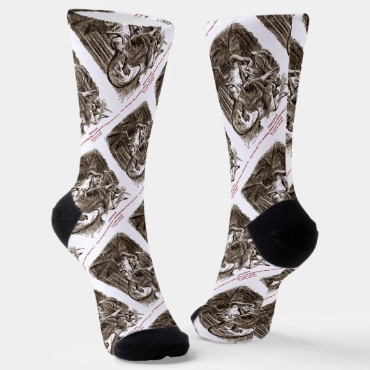 Jabberwock durch den Glass John Tenniel Socken (Gewinkelt)