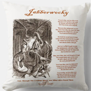 Jabberwocky Poem von Lewis Carroll (Black Adder) Kissen