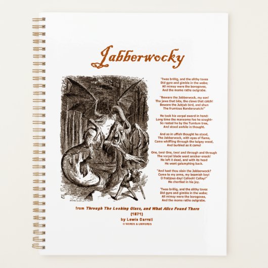 Jabberwocky Poem von Lewis Carroll (Black Adder) Planer (Vorderseite)