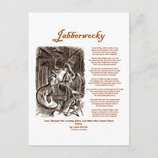 Jabberwocky Poem von Lewis Carroll (Black Adder) Postkarte (Vorderseite)