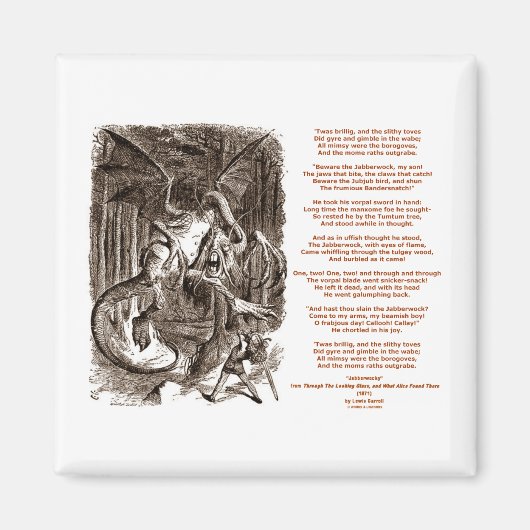 Jabberwocky Poem von Lewis Carroll Magnet (Vorne)