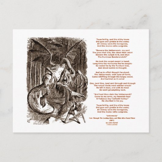 Jabberwocky Poem von Lewis Carroll Postkarte (Vorderseite)