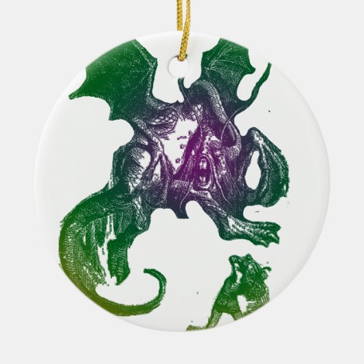 Jabberwocky und Alice Keramik Ornament (Vorne)