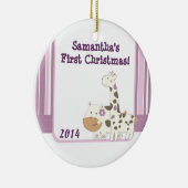 Jacana Jungle Giraffe Personalisierter Name Orname Keramikornament (Rechts)