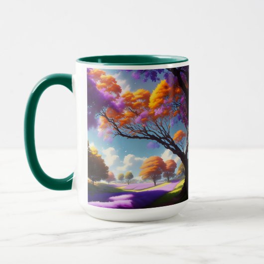 Jacaranda Bäume und Lavendelfelder, Tasse Kaffee (Links)