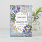 Jacaranda Blooms & Lily Bouquet Bestätigung Einladung (Stehend Vorderseite)