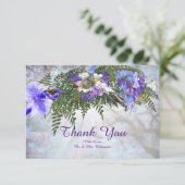 Jacaranda Blooms & Lily Bouquet Dankeschön Karte (Stehend Vorderseite)
