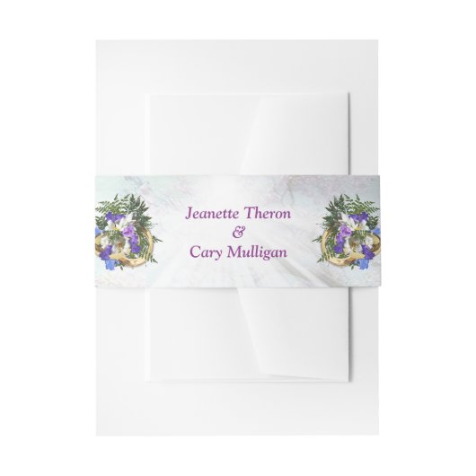 Jacaranda Blooms & Lily Bouquet Einladungsbanderole (Vorderseite Beispiel)