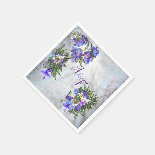 Jacaranda Blooms & Lily Bouquet Napkins Serviette (Ecke)