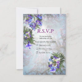 Jacaranda Blooms & Lily Bouquet RSVP Karte