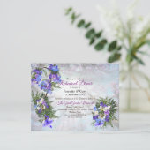Jacaranda Blooms & Lily Bouquet Theme Einladung (Stehend Vorderseite)