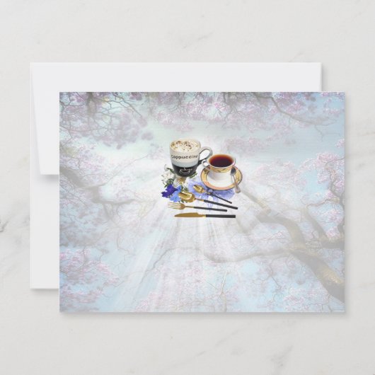 Jacaranda Blooms & Lily Bouquet Theme Einladung (Rückseite)