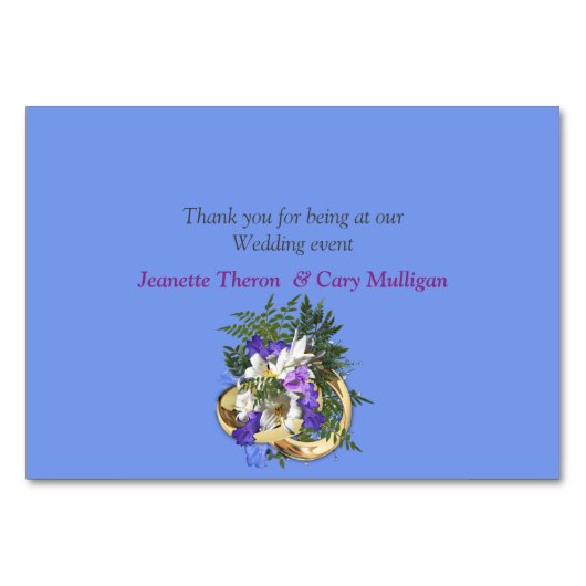 Jacaranda Blooms & Lily Bouquet Theme Tischnummer (Rückseite)