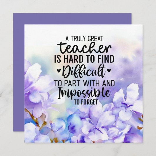 Jacaranda Blume für Lehrer Dankeskarte (Vorne/Hinten)