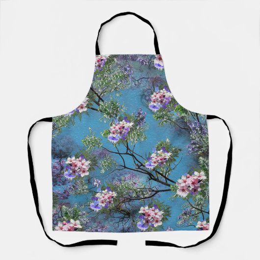 Jacaranda Frühjahrsblüten Wiederholungsmuster All- Schürze (Vorderseite)