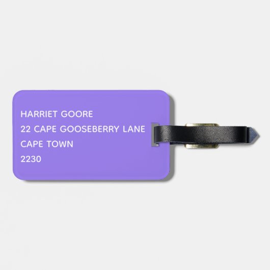 Jacaranda lila Farbname Gepäckanhänger (Rückseite horizontal)