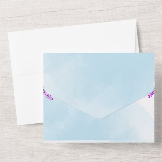 Jacaranda Sky Blue All in One Wedite Einladung (Rückseite)