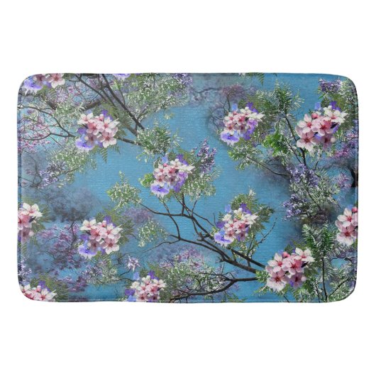 Jacaranda Spring Blooms wiederholen Muster Badematte (Vorderseite)