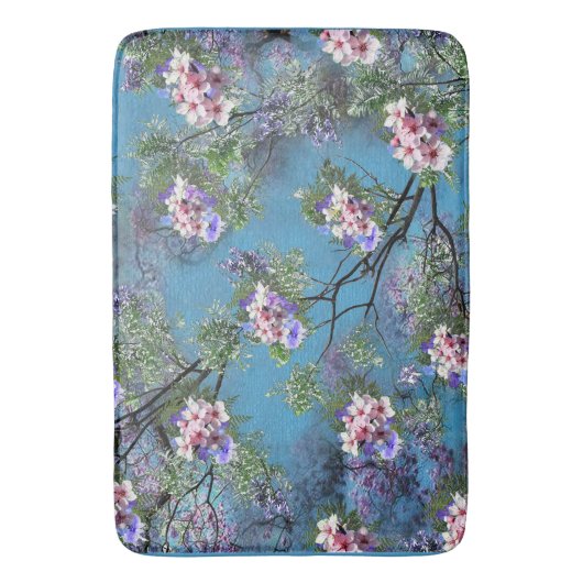 Jacaranda Spring Blooms wiederholen Muster Badematte (Vorderseite Vertikal)
