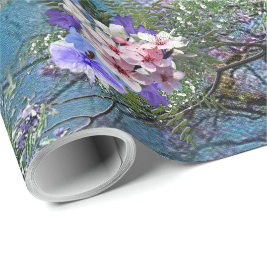 Jacaranda Spring Blooms wiederholen Muster Geschenkpapier (Rolleneckpunkt)