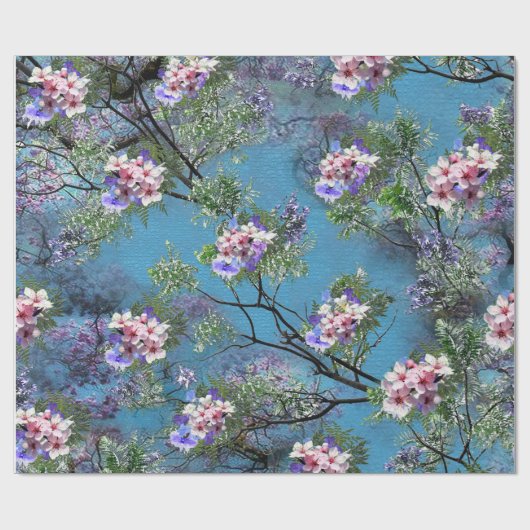 Jacaranda Spring Blooms wiederholen Muster Geschenkpapier (Flach)