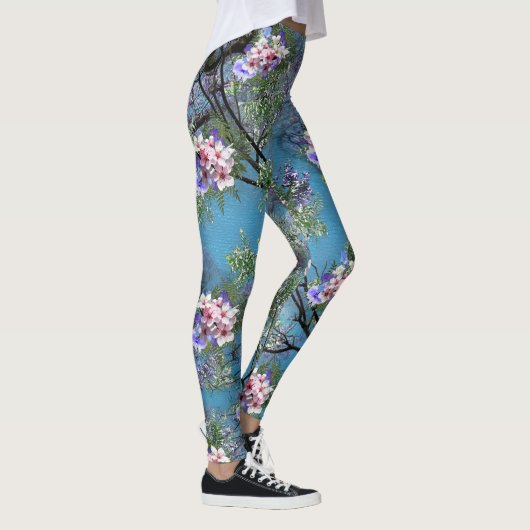 Jacaranda Spring Blooms wiederholen Muster Leggings (Rechts)