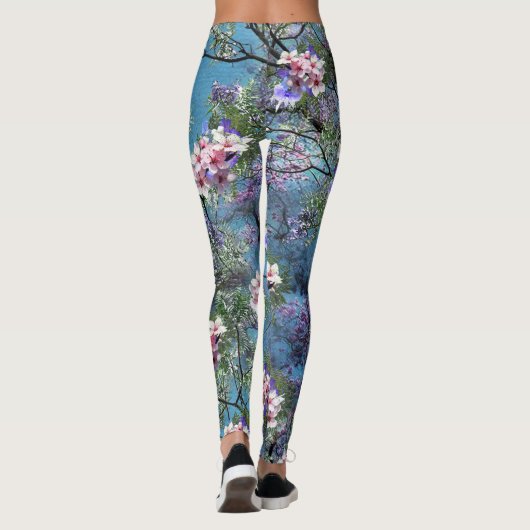 Jacaranda Spring Blooms wiederholen Muster Leggings (Rückseite)