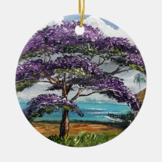 Jacaranda-Strand-Bretterbude Keramik Ornament (Vorne)