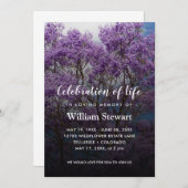 Jacaranda Tree Funeral | Feiern des Lebens Einladung (Vorne/Hinten)