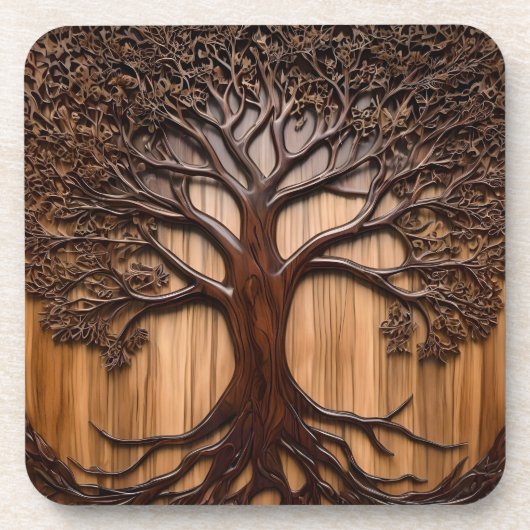 Jacaranda Tree: Naturkunde in Holz, Getränkeuntersetzer (Vorderseite)