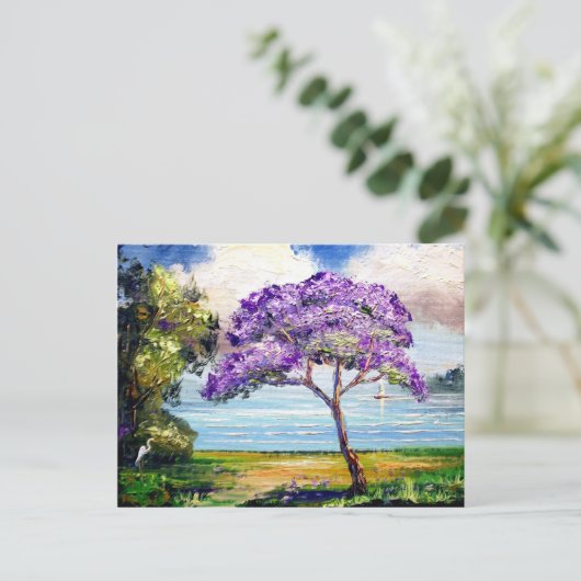 Jacaranda Tree Tropical Art Postkarte (Stehend Vorderseite)
