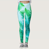 Jacaranda Tree Verlasse grüne Farben Leggings (Vorderseite)