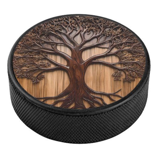 Jacaranda Tree Wood Carving Eishockey Puck (3/4)