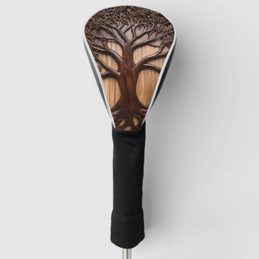 Jacaranda Tree Wood Carving Golf Headcover (Vorderseite)